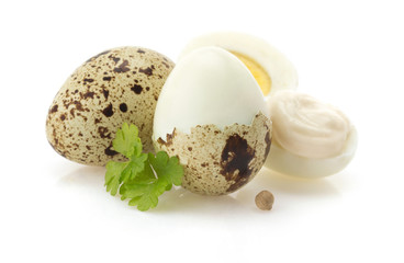 quail eggs on white