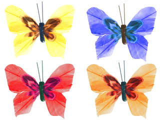 Four handmade colorful buterflies