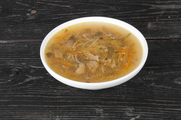 Mushroom soup in a bowl