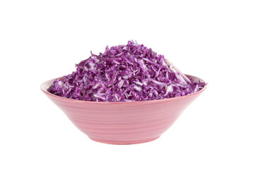 a salad of red cabbage in a bowl