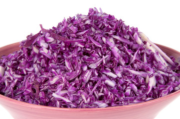 a salad of red cabbage in a bowl