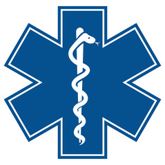 Emergency star - medical symbol caduceus snake with stick - 53532802