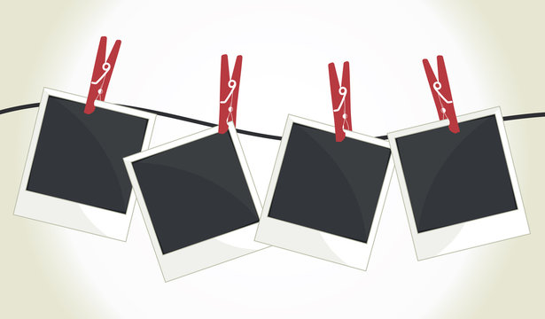 Blank photos hanging