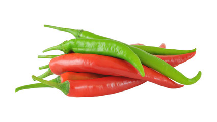 hot chili peppers isolated on a white background.