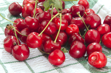 cherries on a kitchen towel