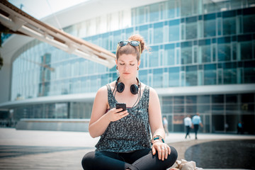 beautiful stylish modern young woman on the phone