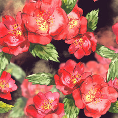 Watercolor seamless background  with rose