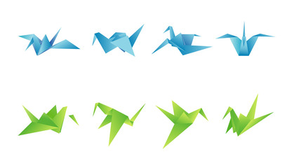 paper birds in different angles