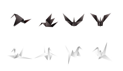 paper birds in different angles