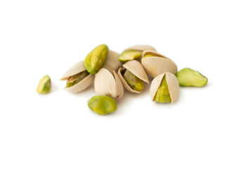 Pistachio nuts isolated on white background
