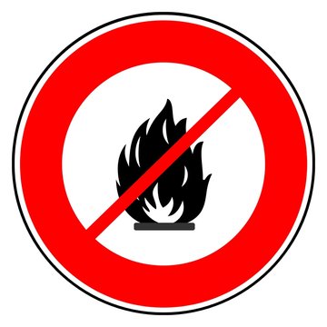 Feu dans un panneau d'interdiction