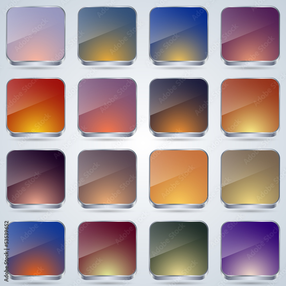 Poster glass buttons vector set