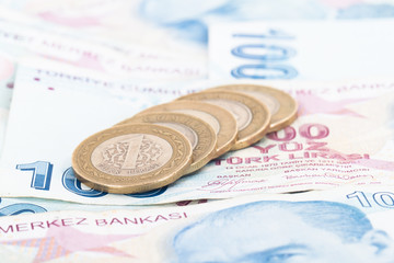 Turkish Lira Coins on Banknotes