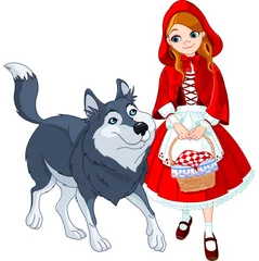 Raamstickers Little red riding hood and wolf © Anna Velichkovsky