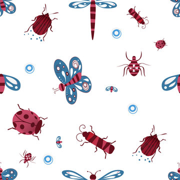Seamless pattern with bugs life . Cute seamless.