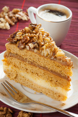 Walnuts cake and coffee