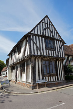 Half-timbered Medieval Cottage In Lavenham, Suffolk.