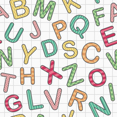 english alphabet on paper as seamless background