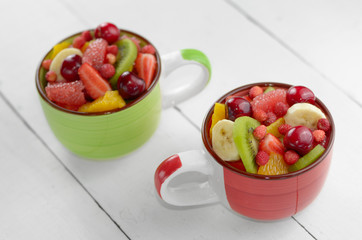 Cups with fruits