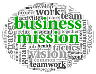 Business mission concept in word tag cloud