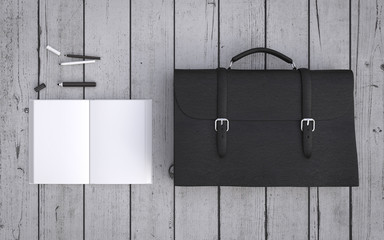 briefcase and notebook