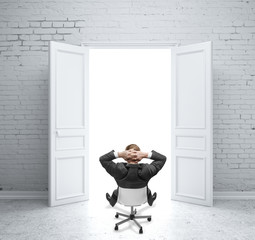 man in brick room