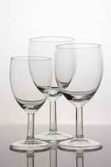 Three empty glasses