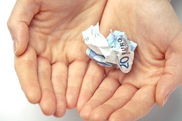 Closeup of hands holding money