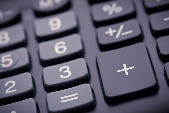 Numeric pad of a calculator, closeup