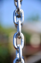Chain Links - Shows a closeup of a metal chain link segment from