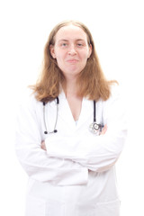 Young female physician very happy about her profession