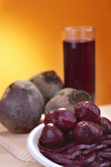 Beetroot salad and beetroot juice