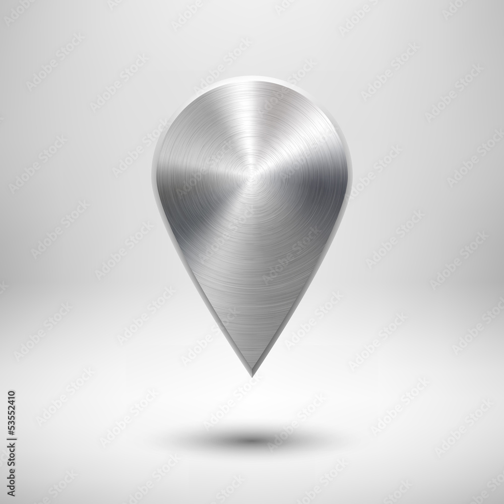 Poster technology map pointer button with metal texture