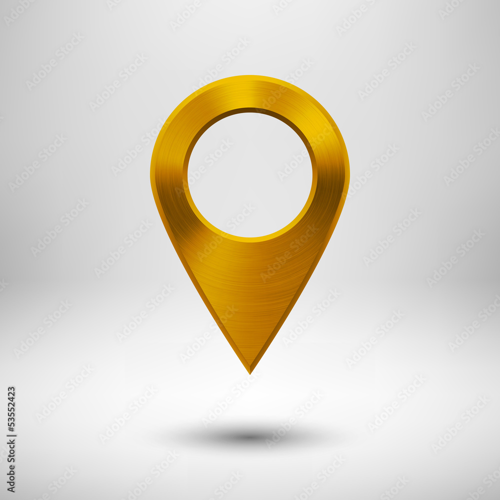 Poster technology pointer button with gold metal texture