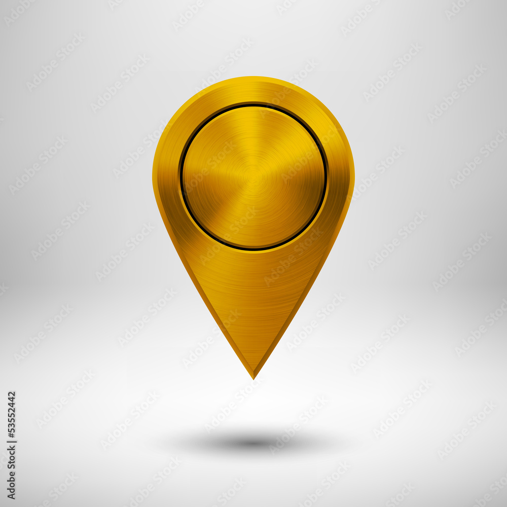 Poster technology pointer button with gold metal texture