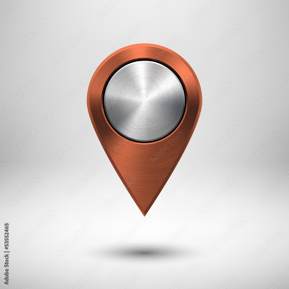 Poster technology pointer button with bronze metal texture