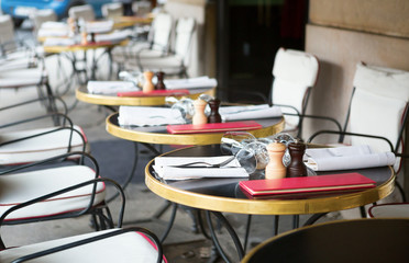 Tables of Parisian outdoor restaurant