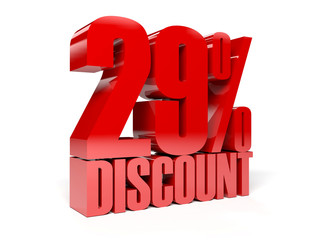 29 percent discount. Red shiny text. Concept 3D illustration.