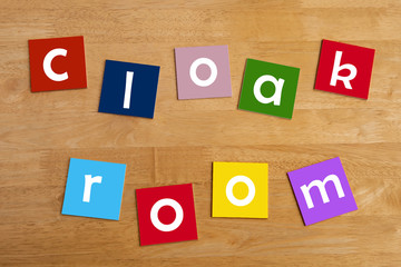 cloak room - display words for school children.
