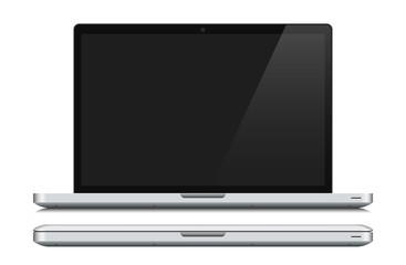 White laptop, closed and opened