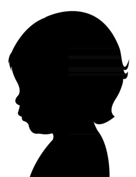 Two Years Old Baby Boy Head Silhouette, Vector