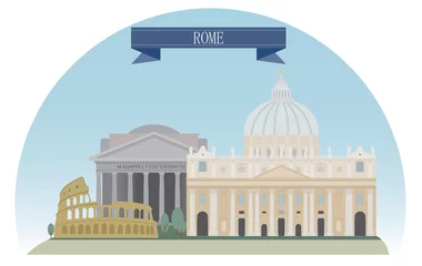 Tableaux ronds sur aluminium Doodle Rome
