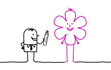 businessman drawing a flower 