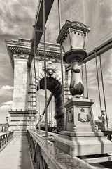 Budapest Chain Bridge day monochrome view - 53558620