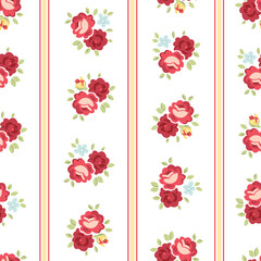 Seamless Shabby Chic inspired Rose Pattern, vector background