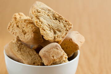 A white bowl of rusks