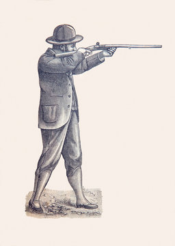 chasseur du 19 &eacute;me si&egrave;cle, gravure de 1898