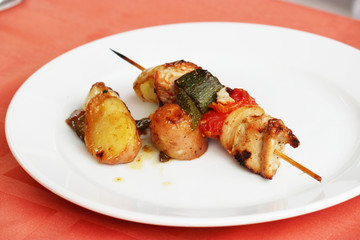 Grilled meal and vegetables