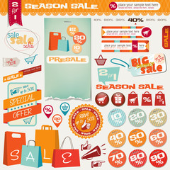 Set of different Sale buttons, labels, icons