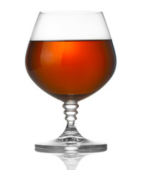 Glass of brandy isolated on white